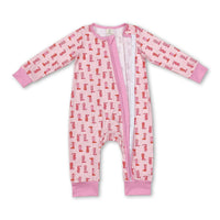 Pink boots baby girls western zipper romper