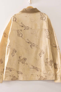 NJ90492-Western Horse Print Zip Up Jacket