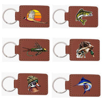 Hunting Fishing Leather Keychain Fob Duck