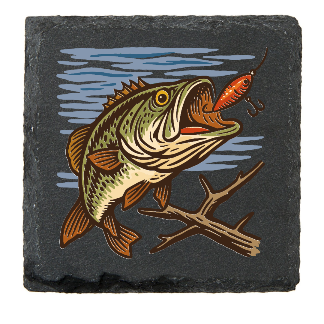 Black Slate Drink Coasters Hunt Fish Duck