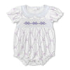 Pink bow short sleeves baby girls romper