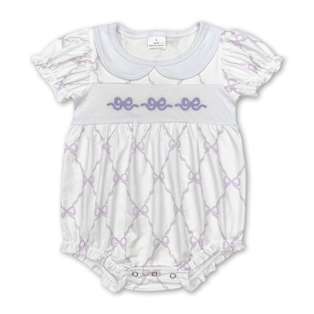 Pink bow short sleeves baby girls romper