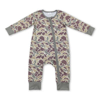 Long sleeves bottomland camo baby kids bamboo zipper romper