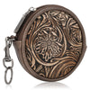 WG116-003  Wrangler Floral Tooled Circular Coin Pouch Bag Charm - Coffee