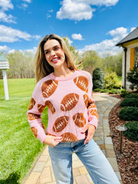 Fuzzy Football Sweater Pink