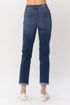 High Waisted Cool Denim Cuffed Boyfriend Jeans 88608