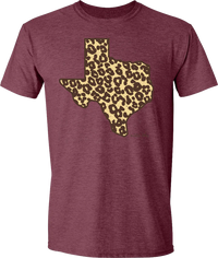 Leopard Texas Tee Heather Maroon