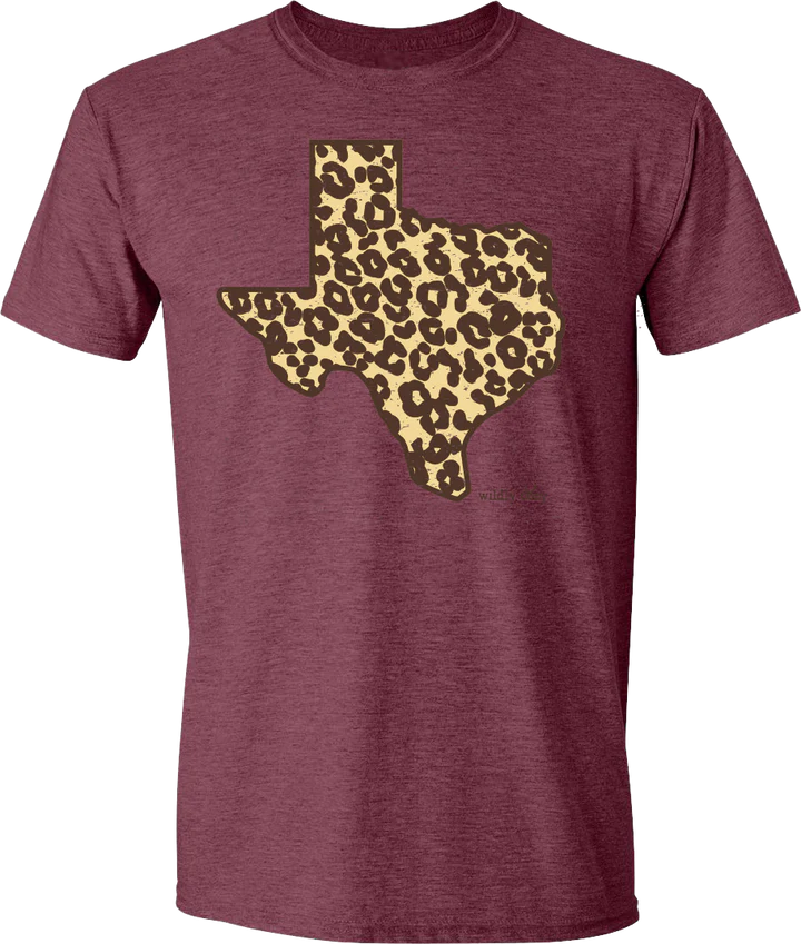 Leopard Texas Tee Heather Maroon